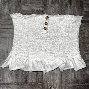Free People “Babe” White Smocked Tube Top Size Medium